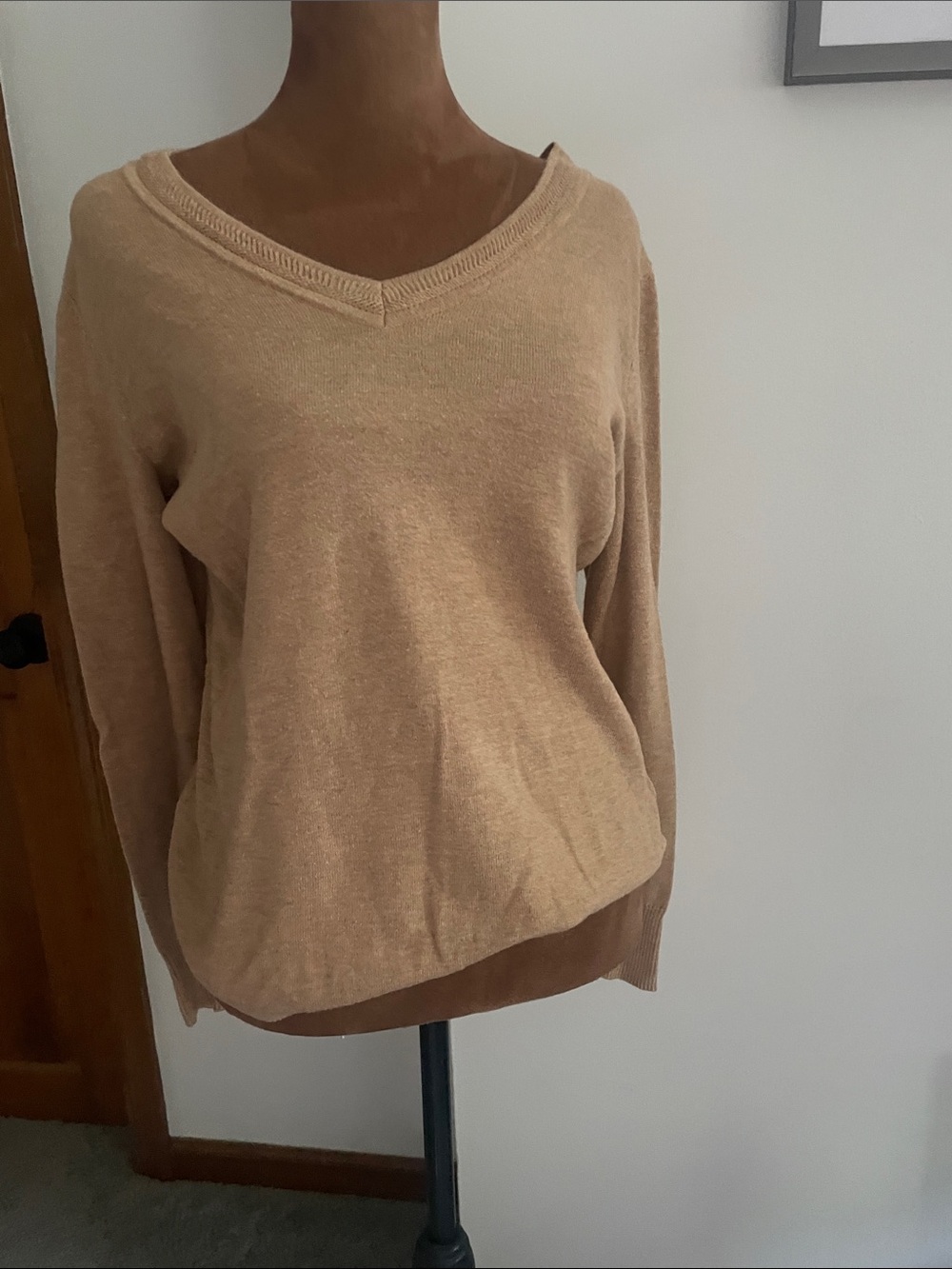 Talbots V-Neck Sweater in Camel Tan
